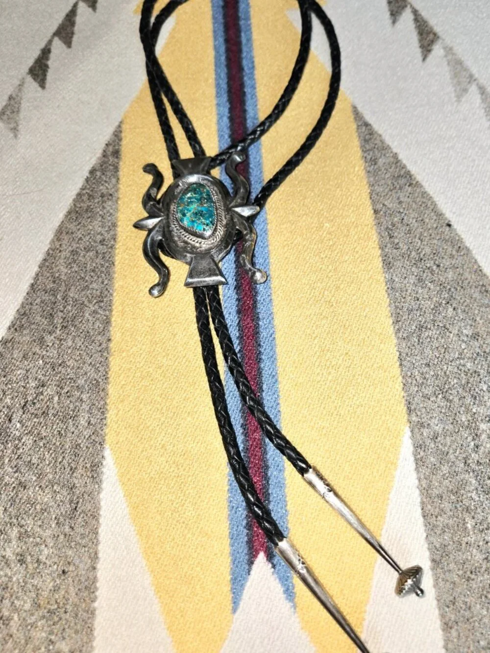 Vintage 1940's Sandcast Bolo with Fox Turquoise